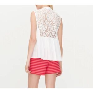 Sandro Caline Top Creamy White Lace Back and Shoulders V-Neck Size Medium